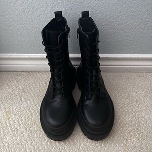 Cool Planet Moss Faux Leather Boots Round Toe Mid Calf Boots